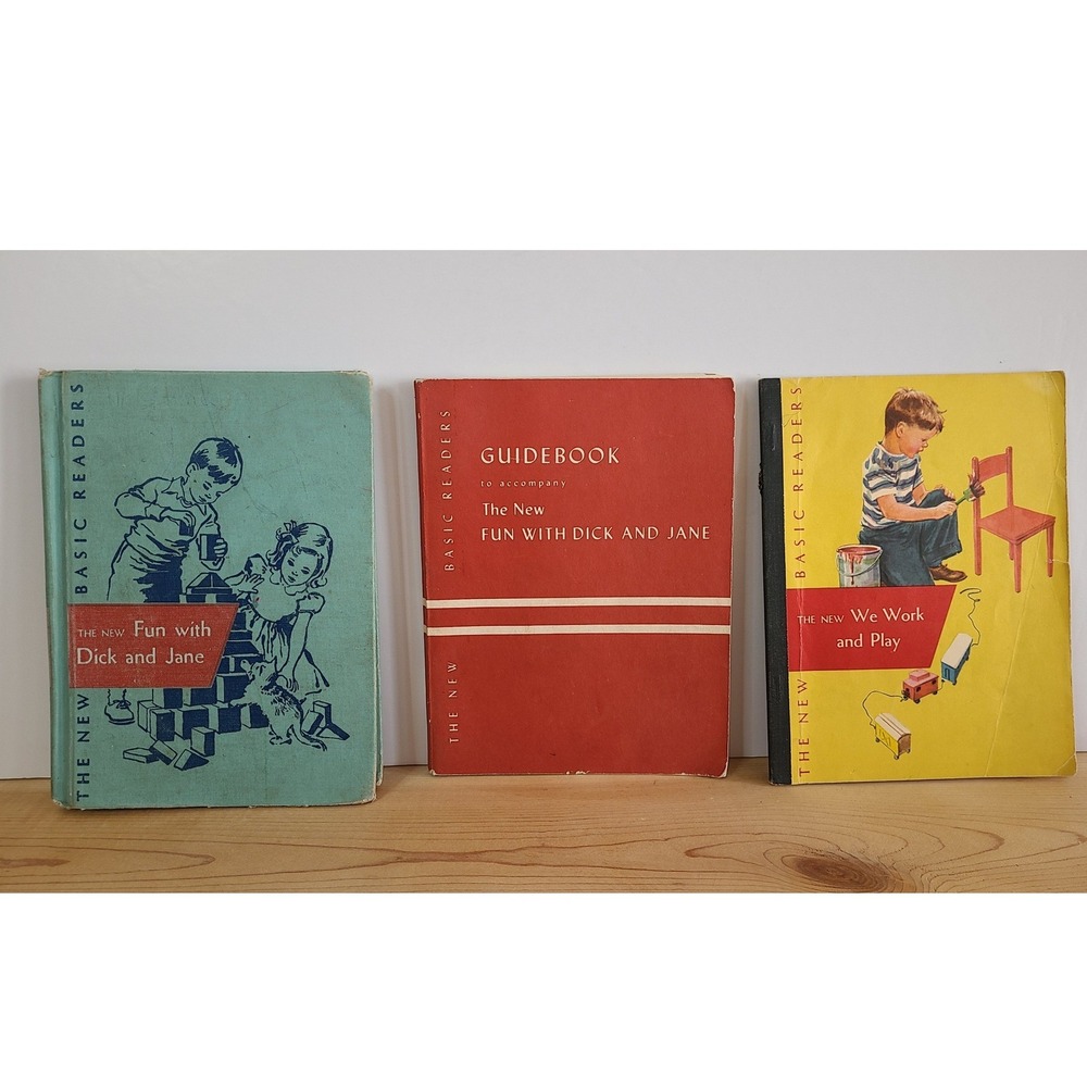Vintage Dick and Jane Basic Readers Set of 3 Scott Foresman 1950s School Books